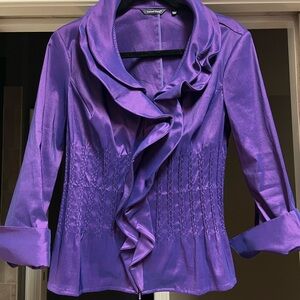 Samuel Dong Purple Ruffled Blouse